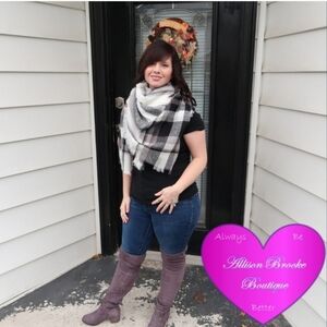 Oversized Plaid Blanket Scarf NWT | Tartan Wrap Shawl | Neutral Cozy Winter Gift